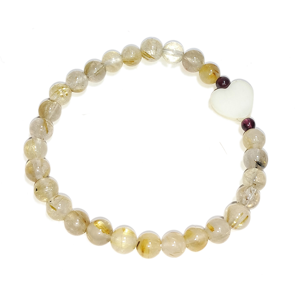 愛心{硨磲}&鈦晶手珠6mm【十方】152711