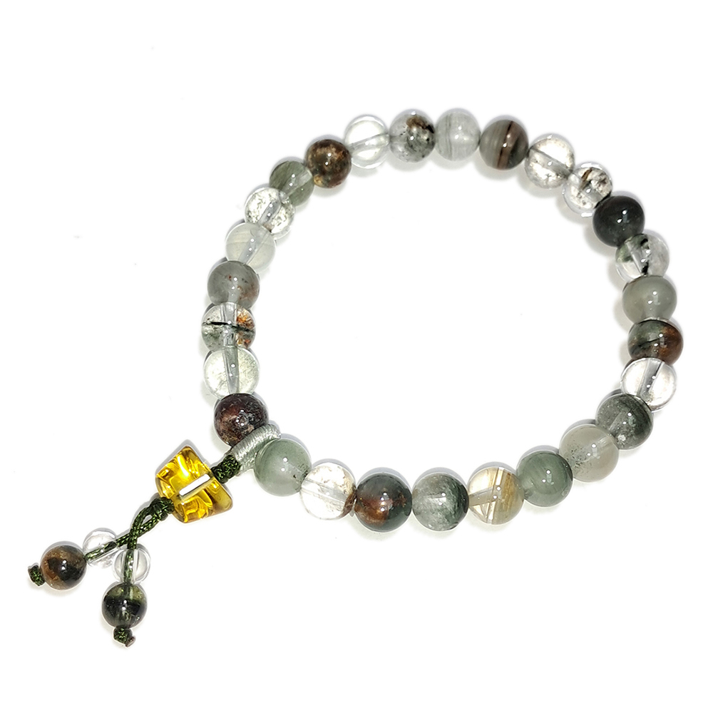 元寶{琉璃}&綠幽靈水晶手珠6.8mm【十方】152714