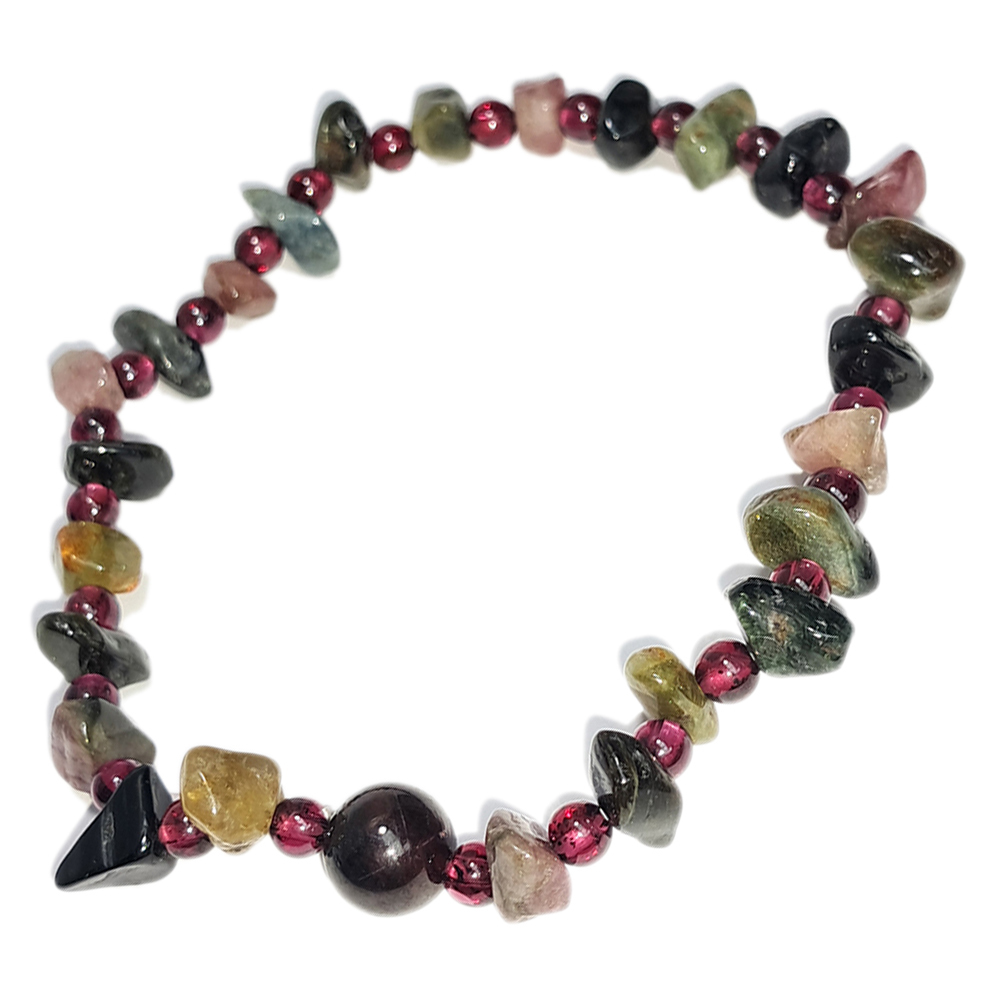 石榴石&原礦碧璽手珠4*7mm【十方】152735