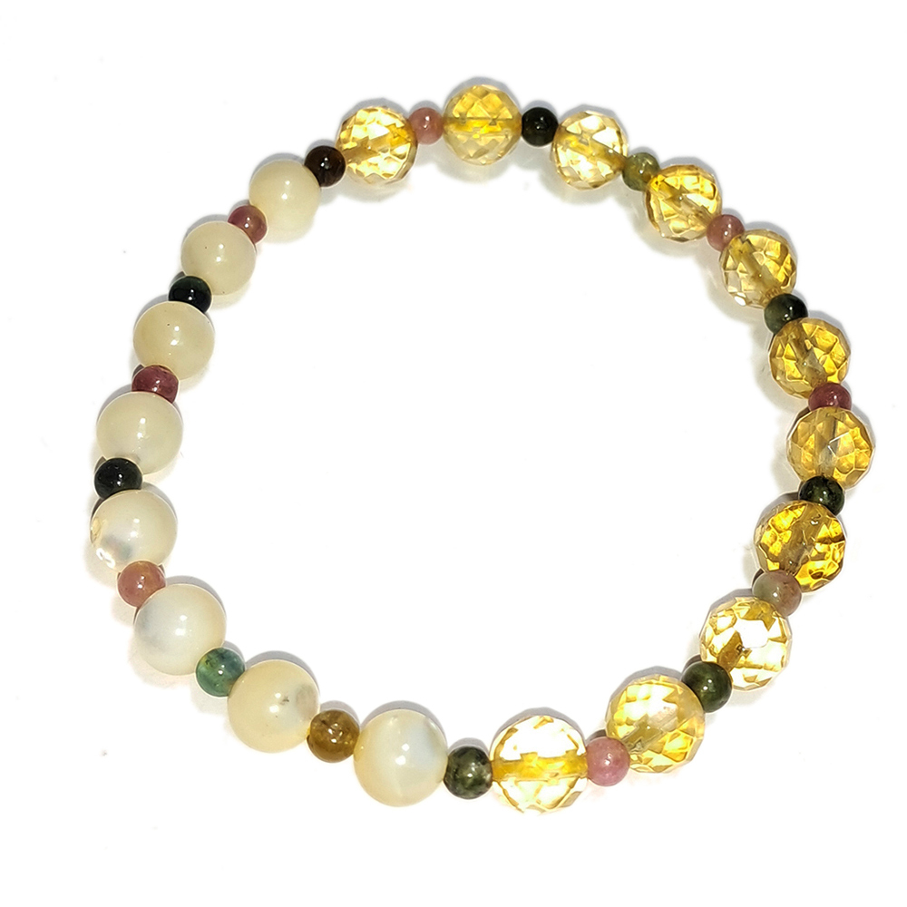 碧璽&硨磲&黃晶手珠6.8mm【十方】152715