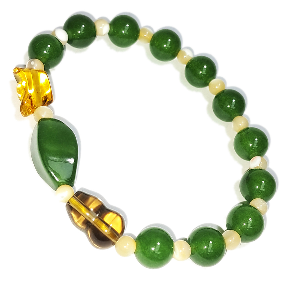 葫蘆{茶晶}&元寶{琉璃}&台灣玉手珠8mm【十方】152748