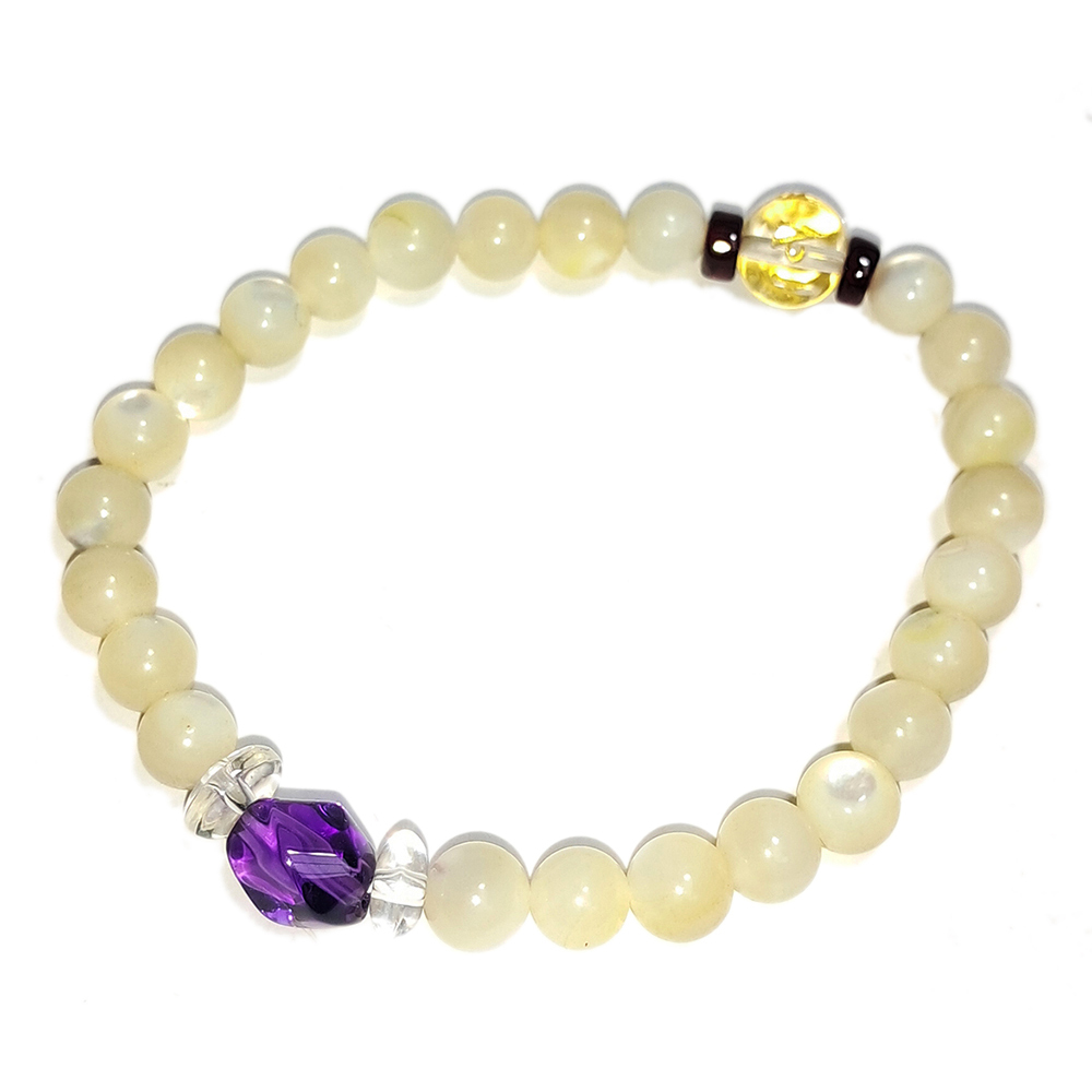 六字真言&紫晶&硨磲手珠6.3mm【十方】152712