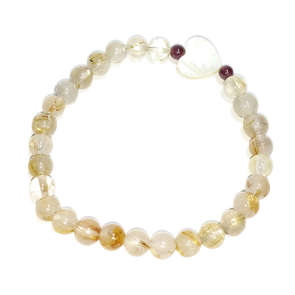 愛心{硨磲}&鈦晶手珠6mm【十方】152711