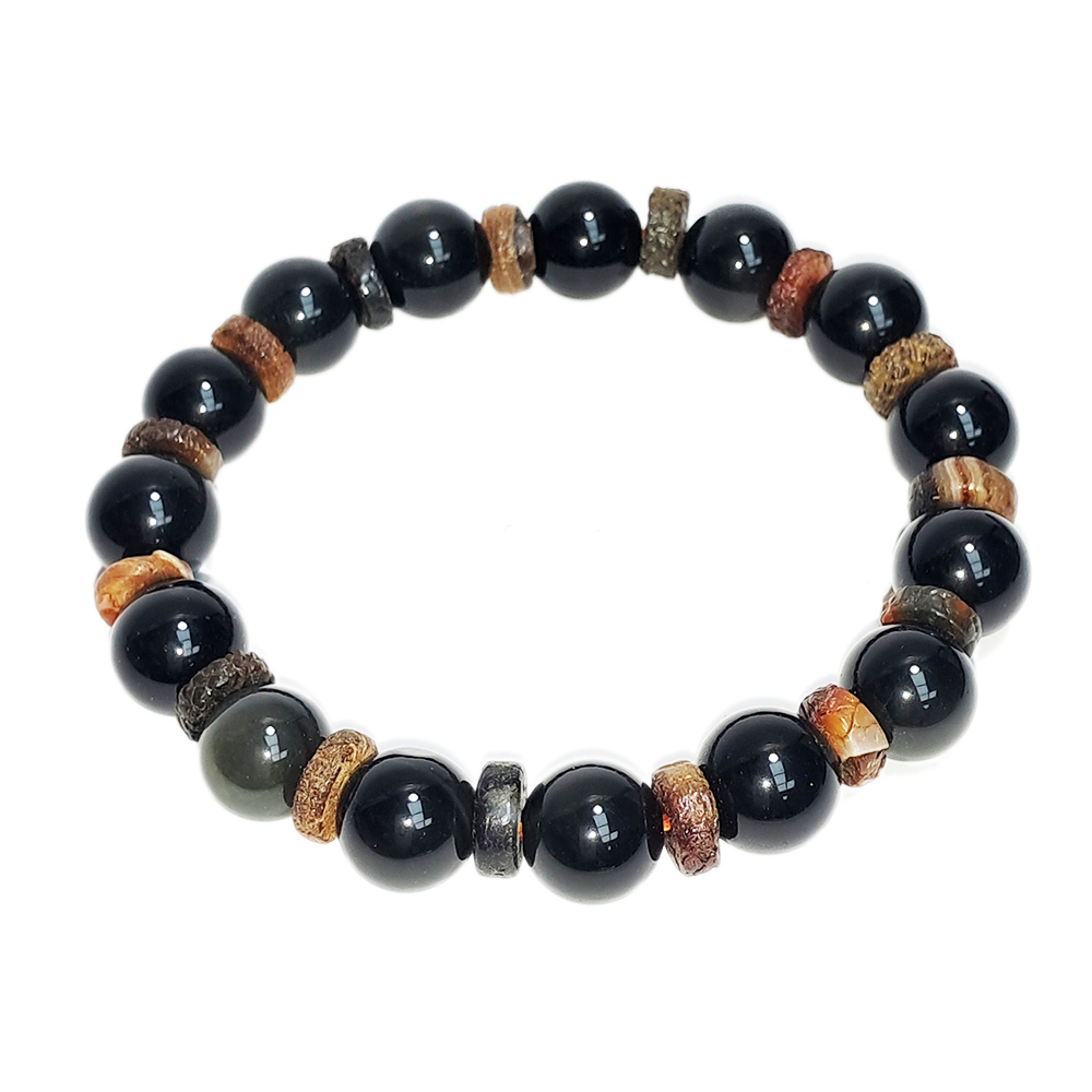 火供珠&黑曜石手珠10mm【十方】152685