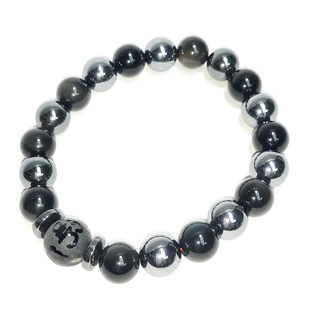 六字真言&黑曜石&健康石手珠10mm【十方】152679