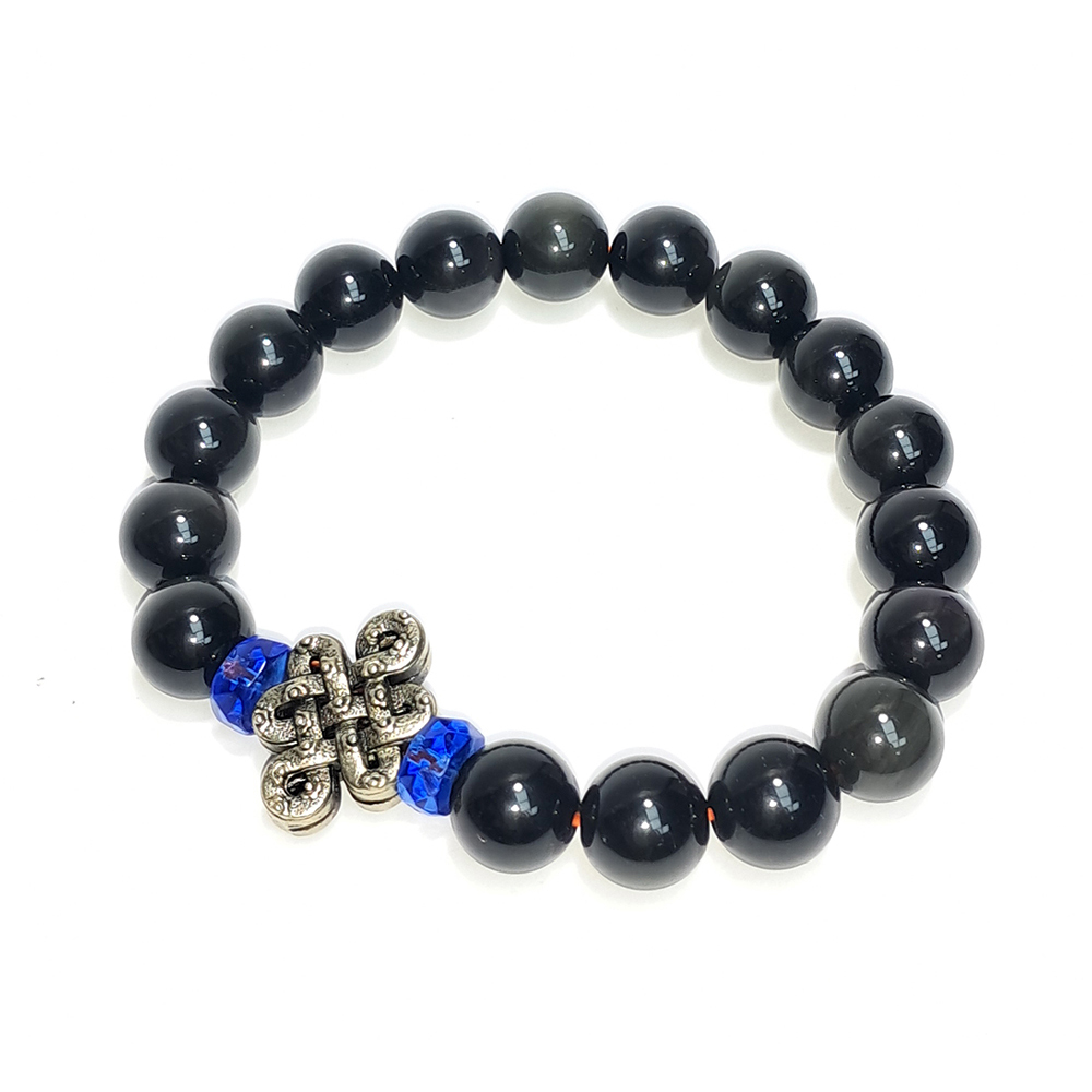 吉祥結&藍琉璃&黑曜石手珠10mm【十方】152683