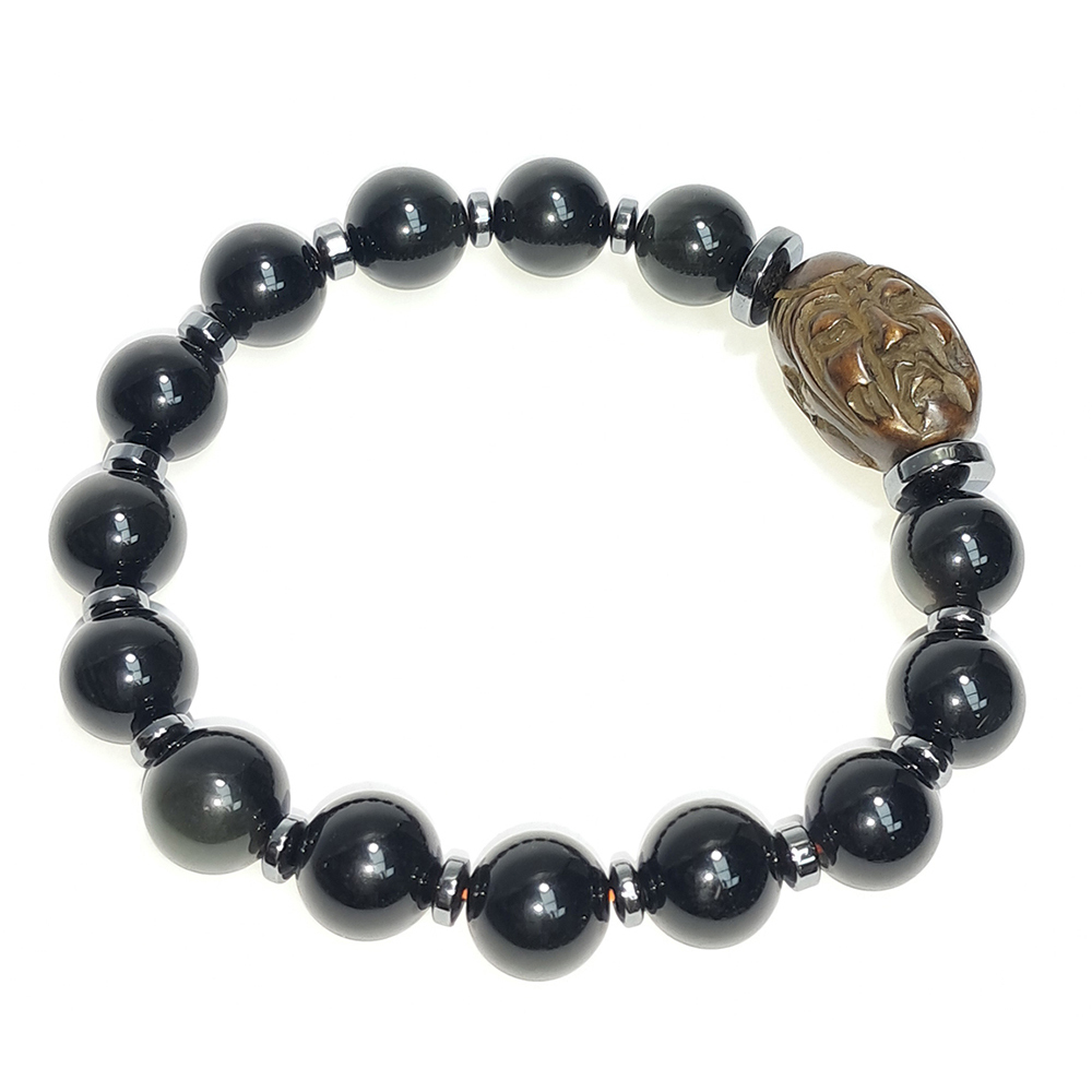 羅漢{鐵刀木}&健康石&黑曜石手珠10mm【十方】152681