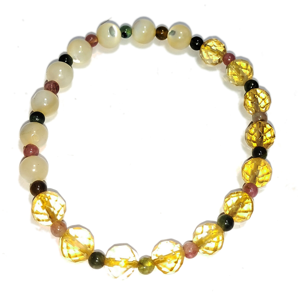 碧璽&硨磲&黃晶手珠6.8mm【十方】152715