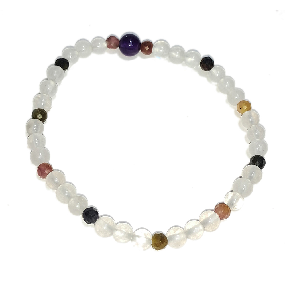 紫晶&碧璽&月光石手珠4.6mm【十方】152717