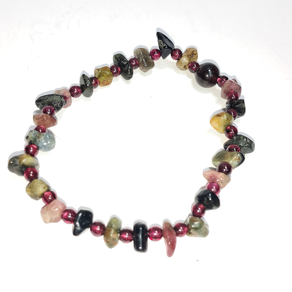 石榴石&原礦碧璽手珠4*7mm【十方】152735