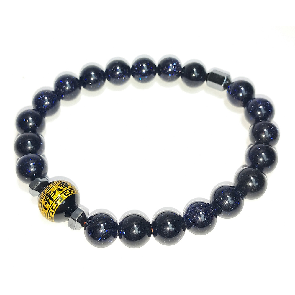 阿彌陀佛{毫雕}&藍砂石手珠8.3mm【十方】152728