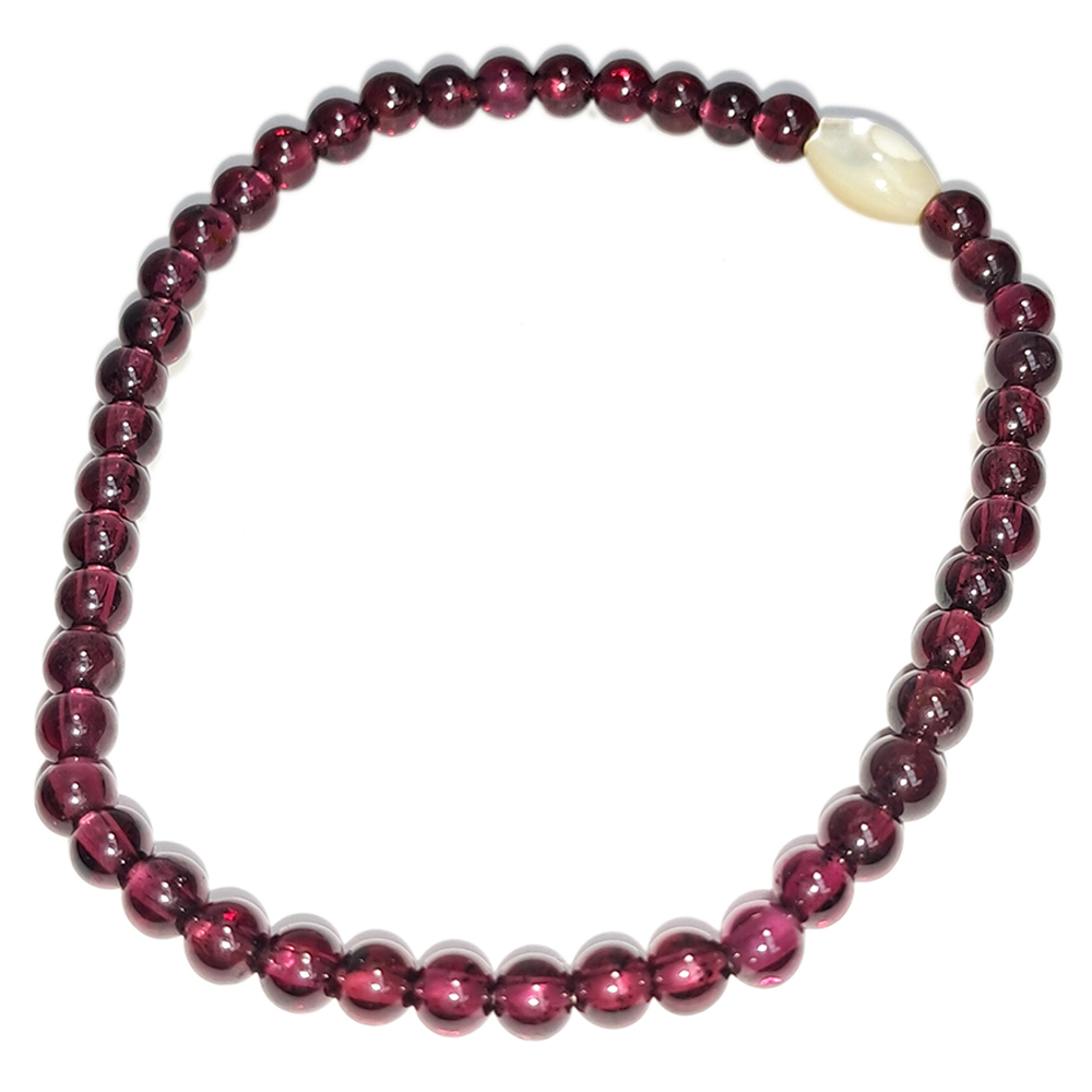 珍珠貝&石榴石手珠3.8mm【十方】152747