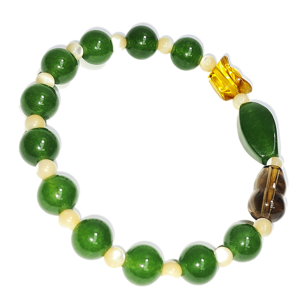 葫蘆{茶晶}&元寶{琉璃}&台灣玉手珠8mm【十方】152748