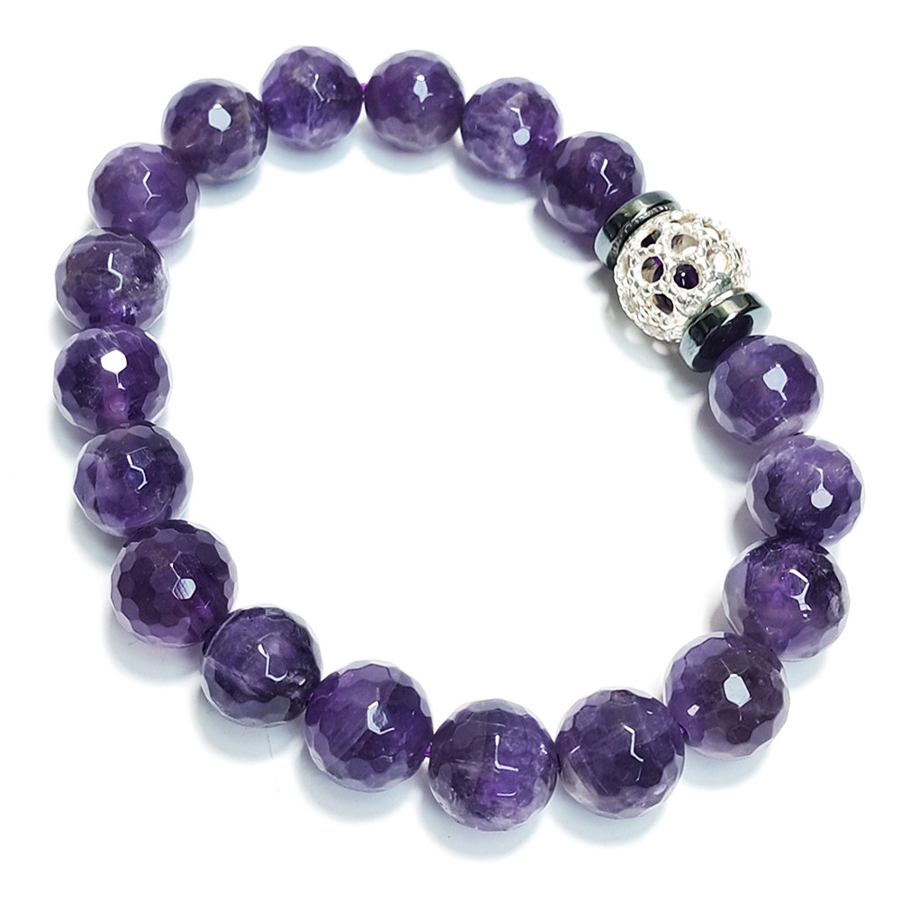 網珠{純銀}&紫水晶手珠9mm【十方】152779