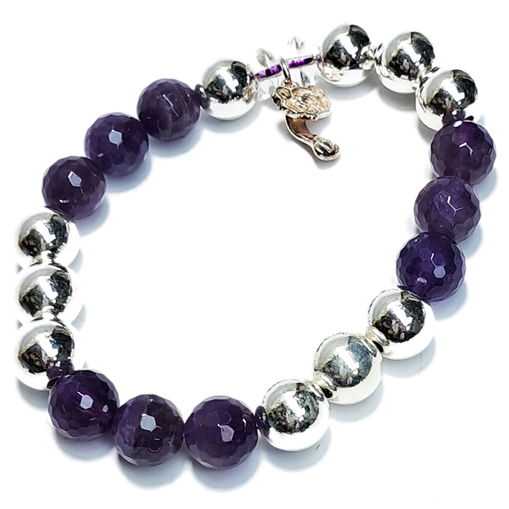 如意{純銀}&銀珠 &紫水晶手珠10mm【十方】152781