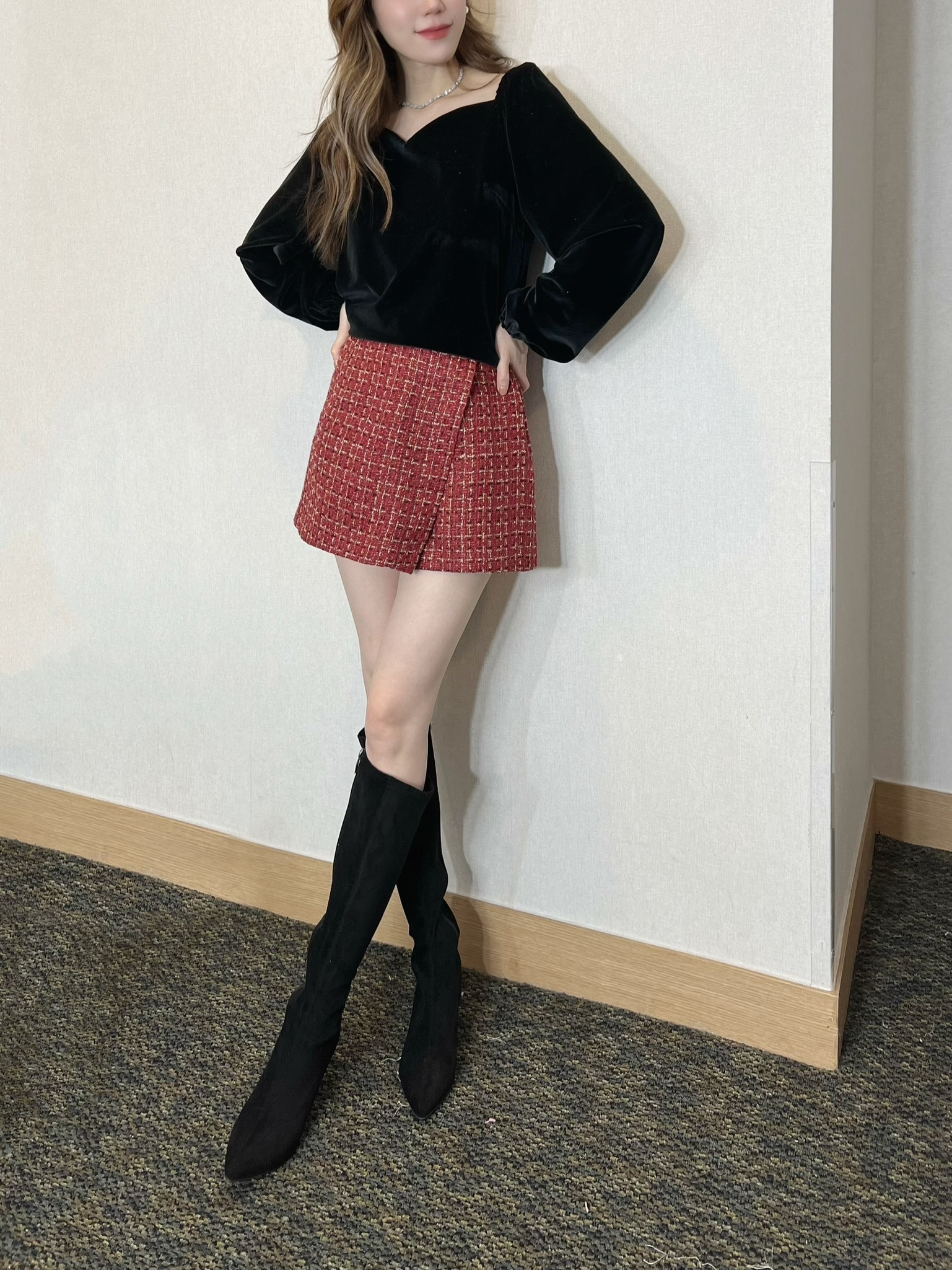 金蔥斜襬顯腿長褲裙