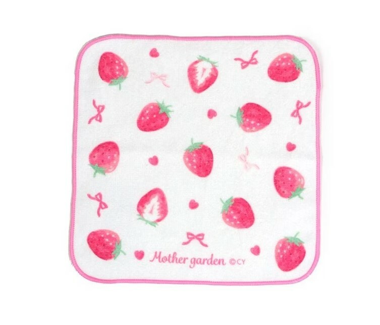 【日本Mother Garden】小方巾 草莓滿版