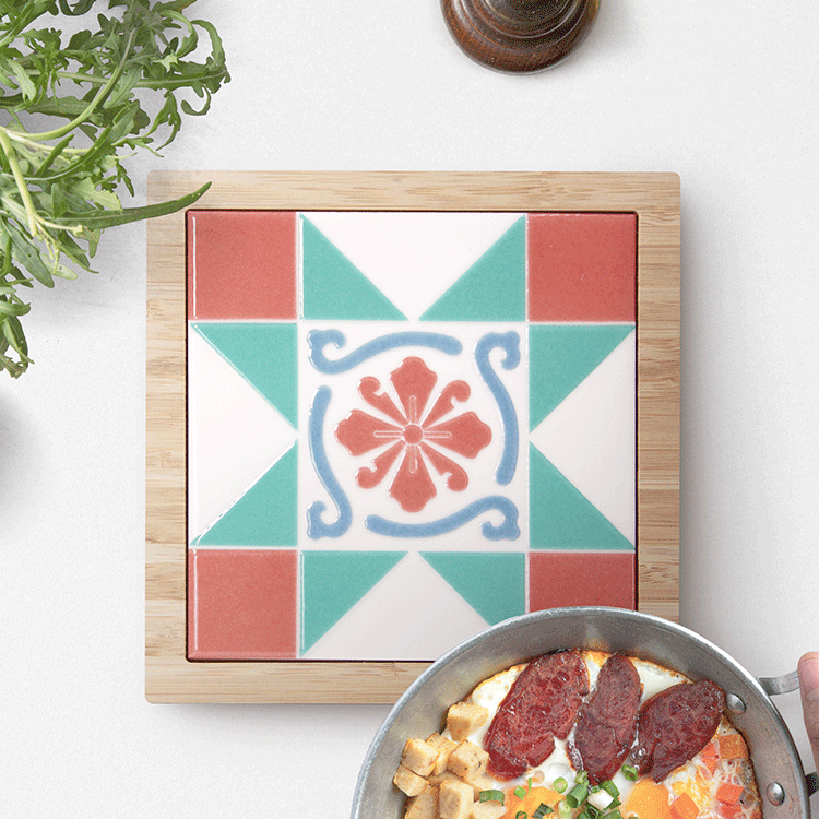 臺灣花磚竹鍋墊｜學問花磚