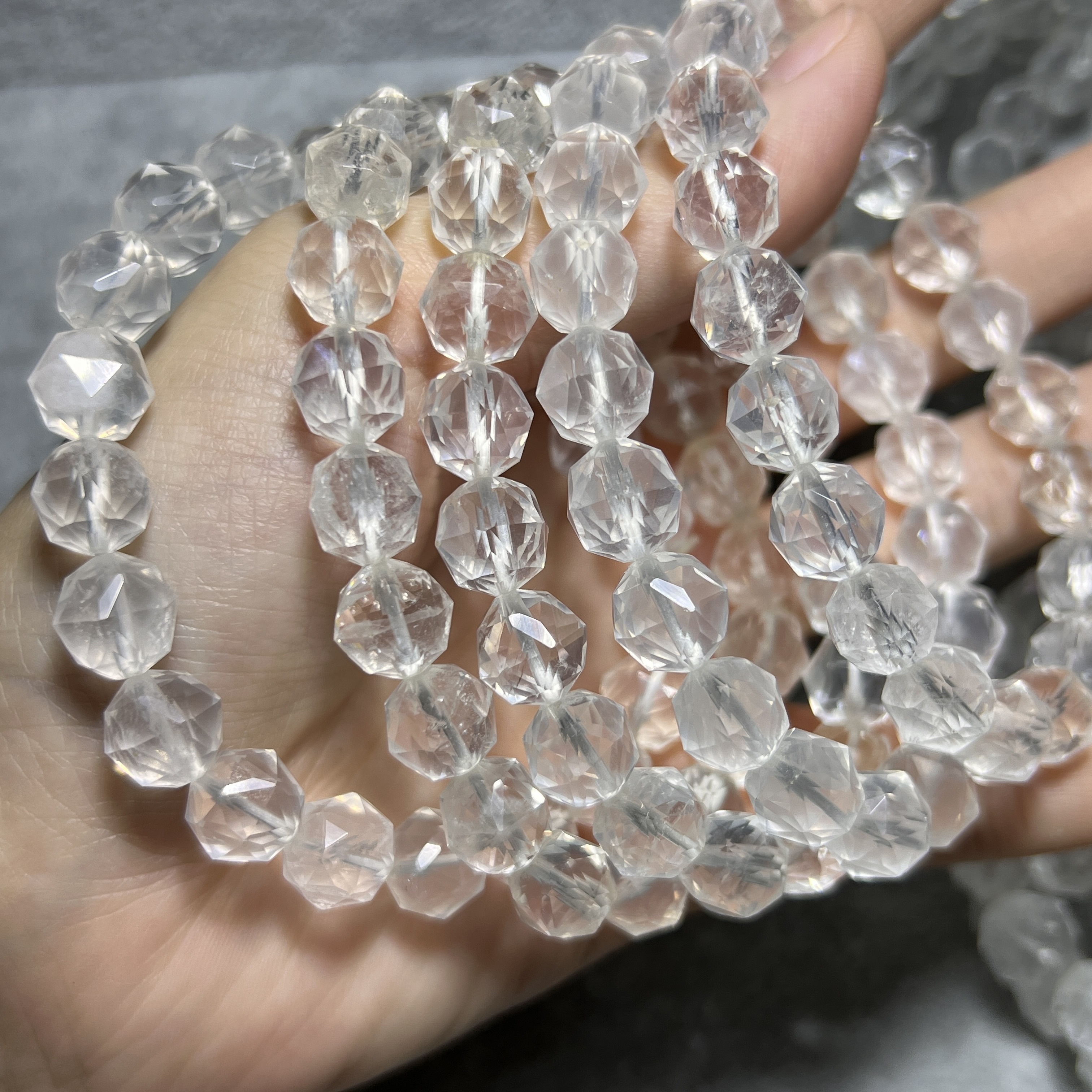 白水晶刻面 8-12mm