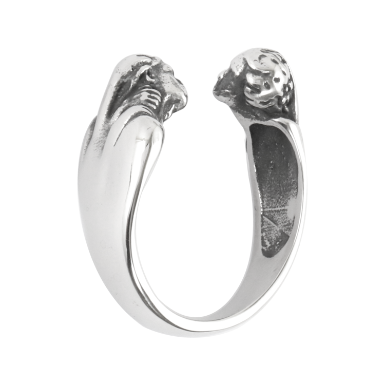 白鋼戒指，男士戒指 擁吻造型設計；深情擁吻的浪漫姿態（3589）