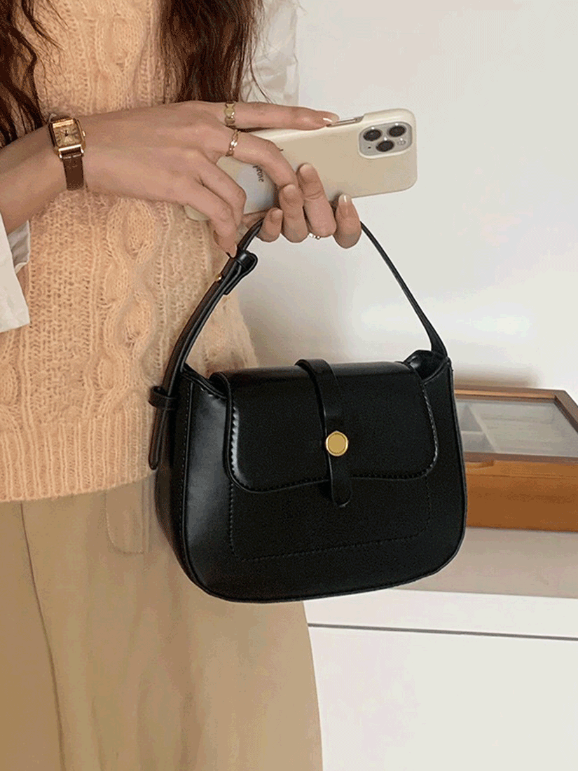 簡約翻蓋貝殼包(黑色)