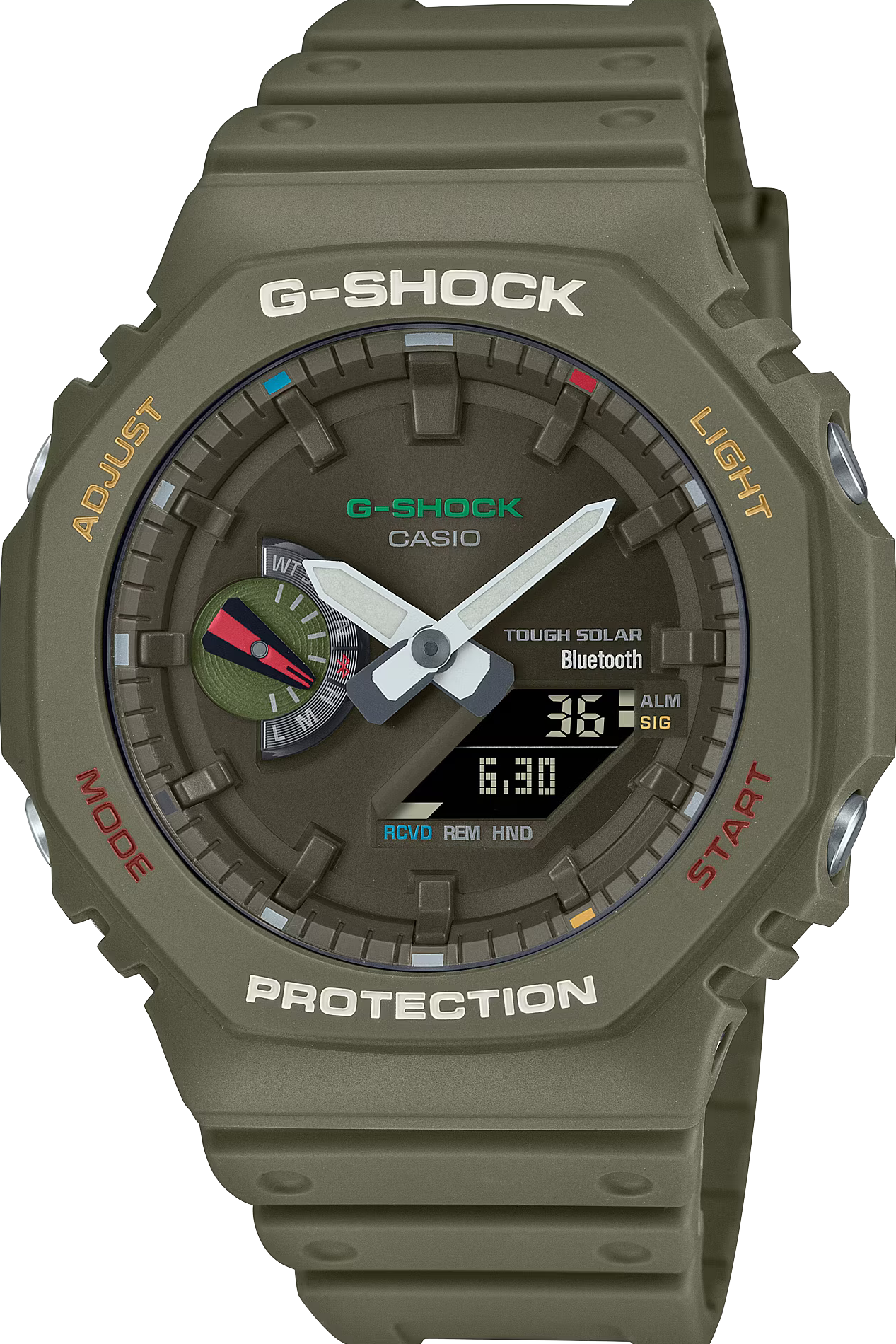 萬年鐘錶 - G-SHOCK  太陽能藍芽智慧型八角錶殼電子錶 GA-B2100FC-3A  錶徑 : 45.4 mm