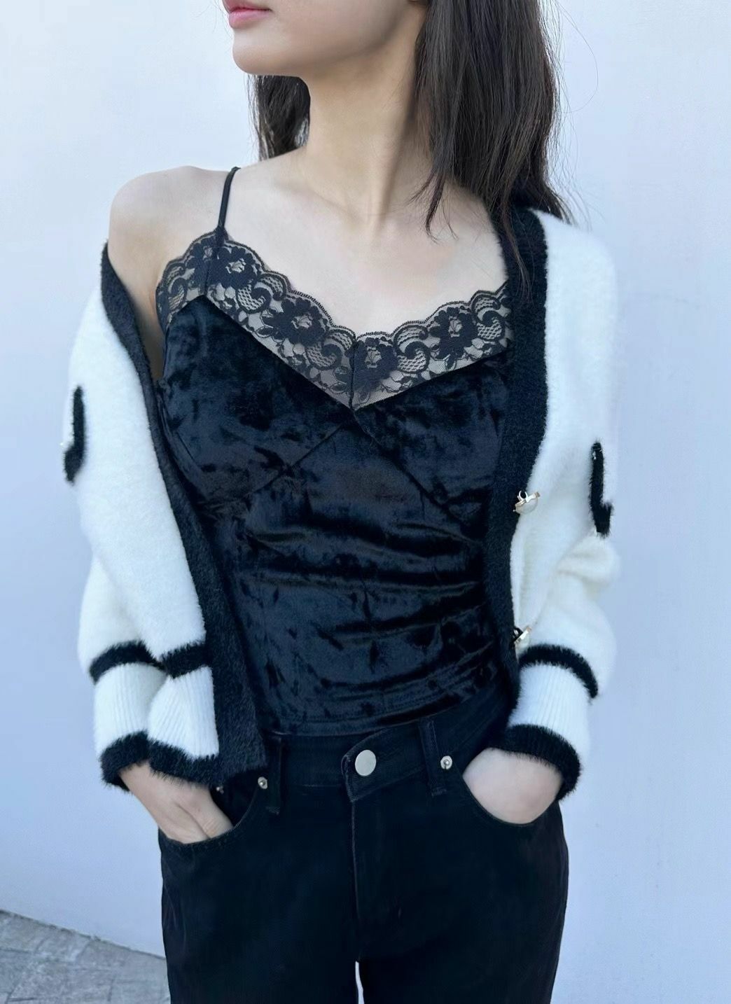 TOP#14246 🤎絲絨內襯背心