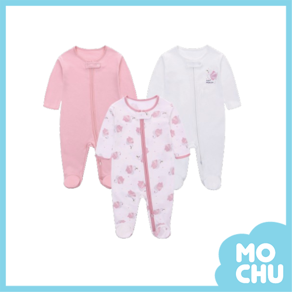 天鵝女孩包腳連身衣三件組