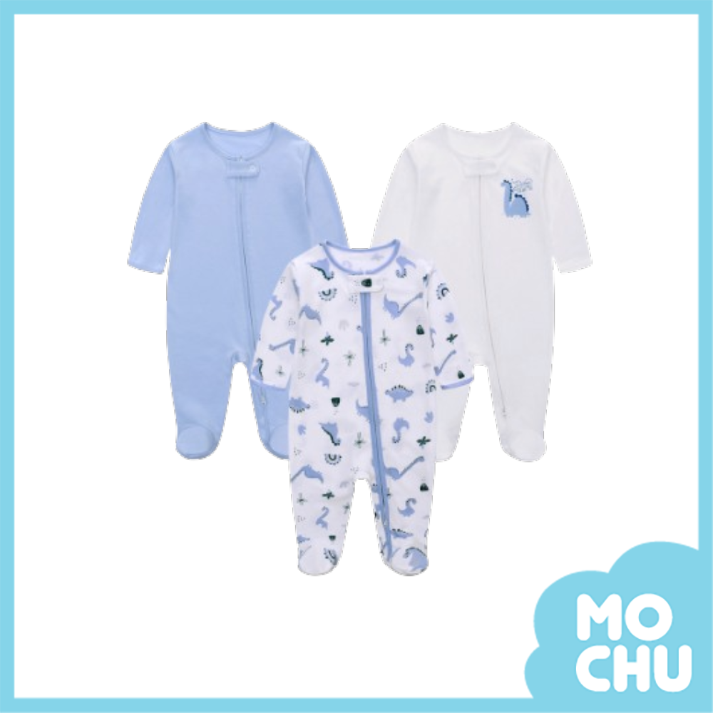 恐龍男孩包腳連身衣三件組