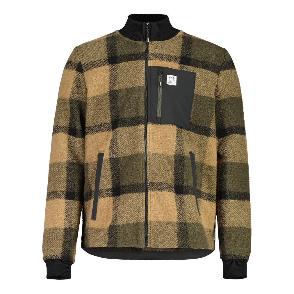 【MALOJA】男羊毛保暖格子外套 / 23MA36249-[卡其格]