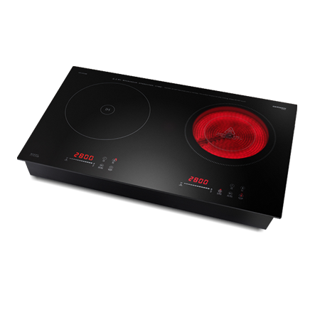 德國寶 German Pool  GIH-DD38B/5600W‧座檯‧嵌入式‧2合1雙頭電磁爐+電陶爐‧香港行貨,原廠1年保養‧