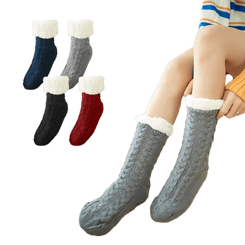 麻花中筒地板襪