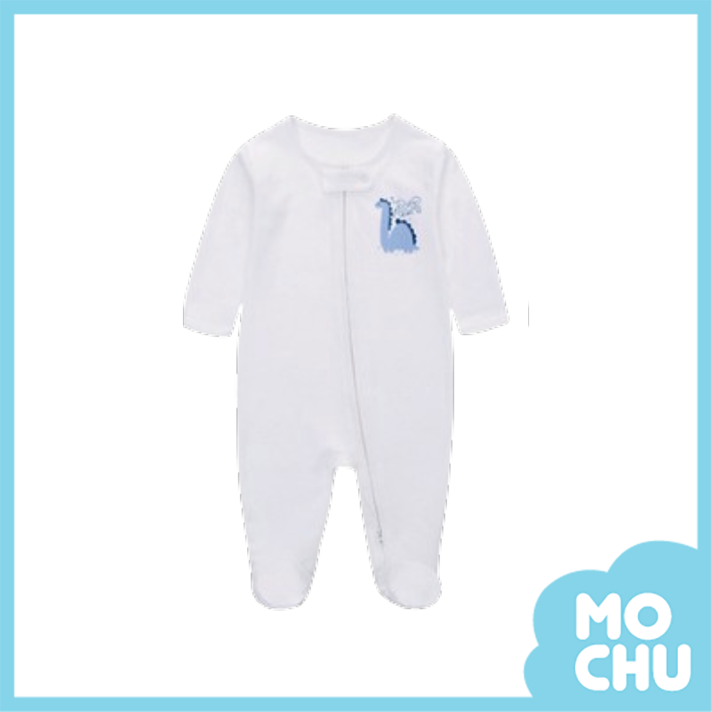 白底恐龍包腳連身衣