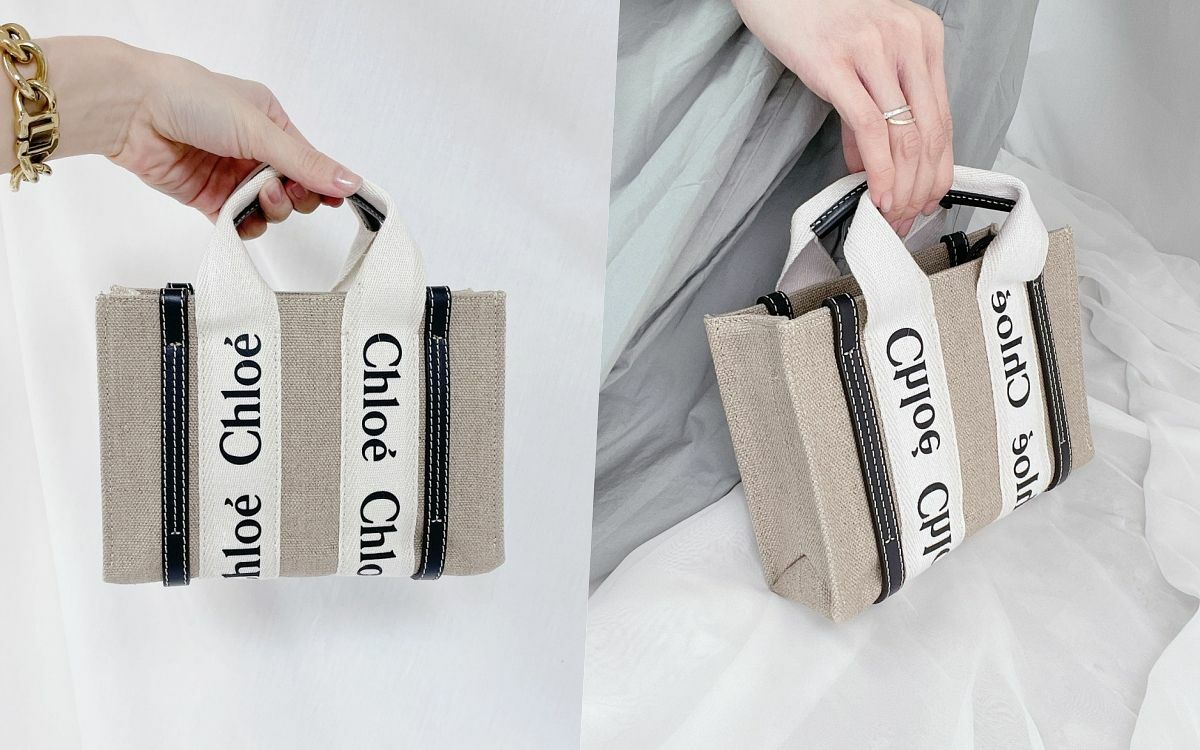 【Chloé 】Woody mini 小號帆布拚牛皮 斜背/托特包