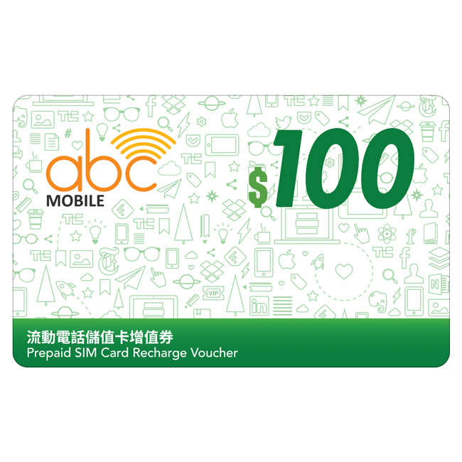 CSL - abc Mobile【$100】流動電話儲值卡增值券 / 充值券