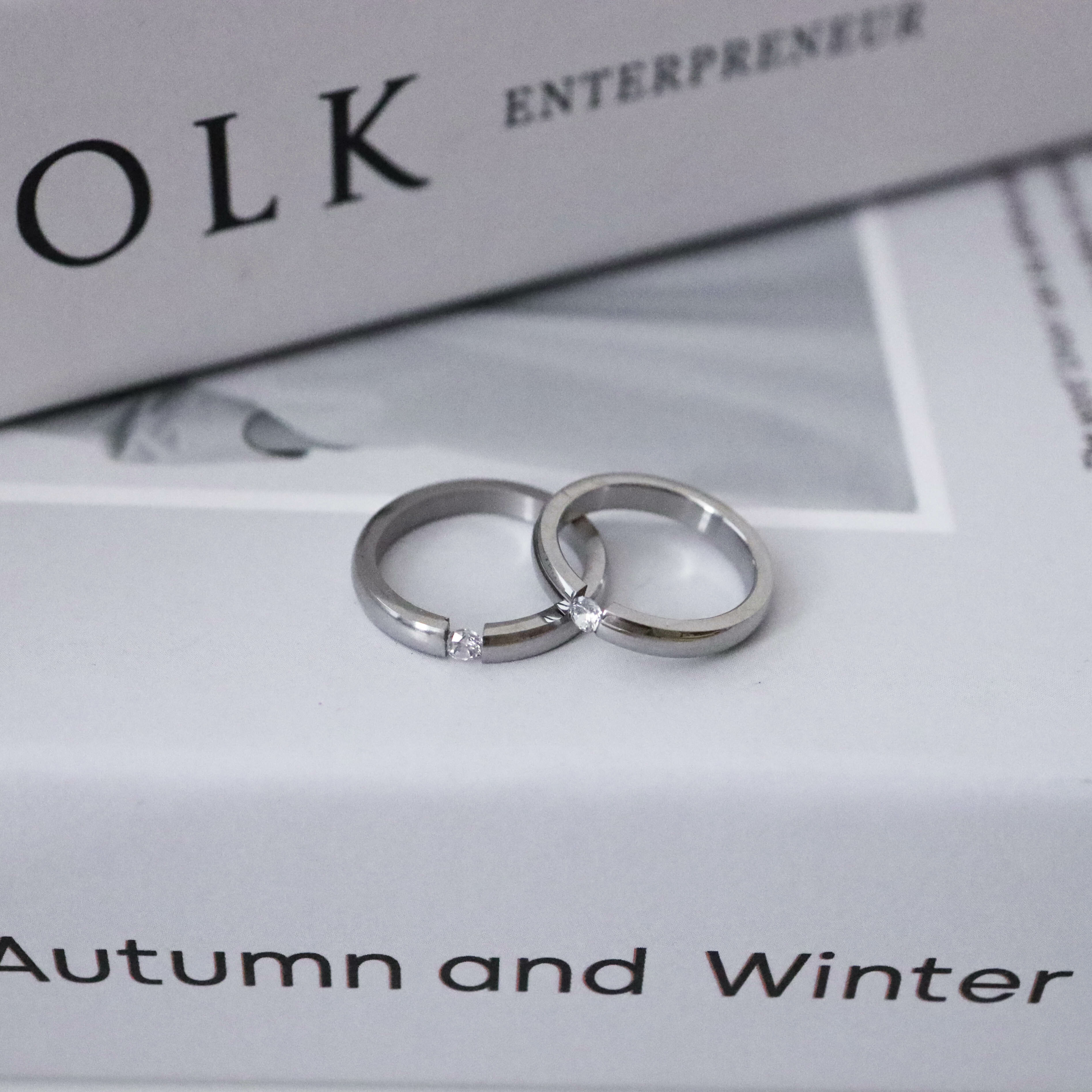 不怕水氣質圓鑽鋼戒