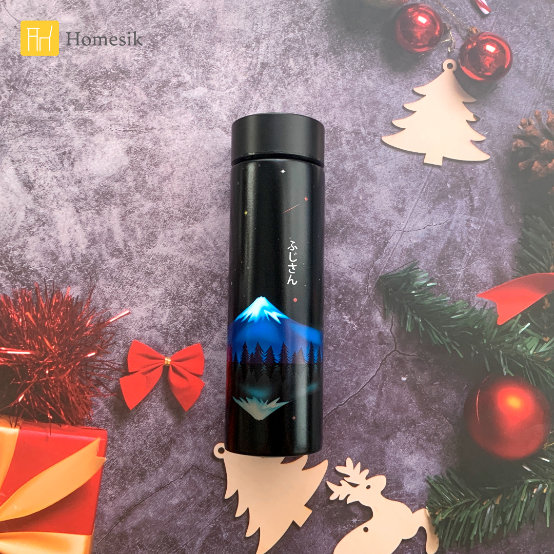智能温度感應保温杯460ml, 純黑色 (星夜富士山) PO: 15027