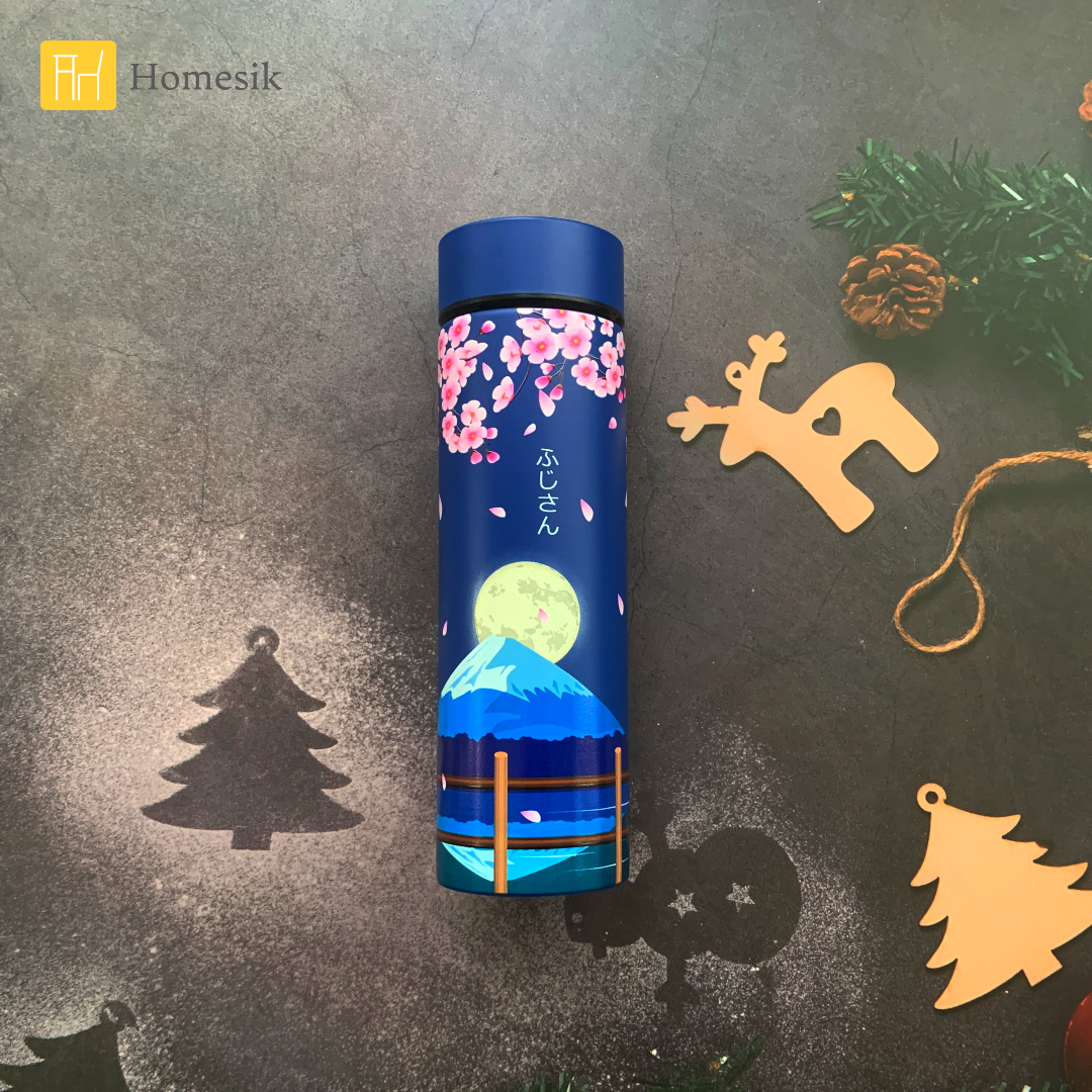智能温度感應保温杯460ml, 經典藍 (月夜富士山) PO: 15026