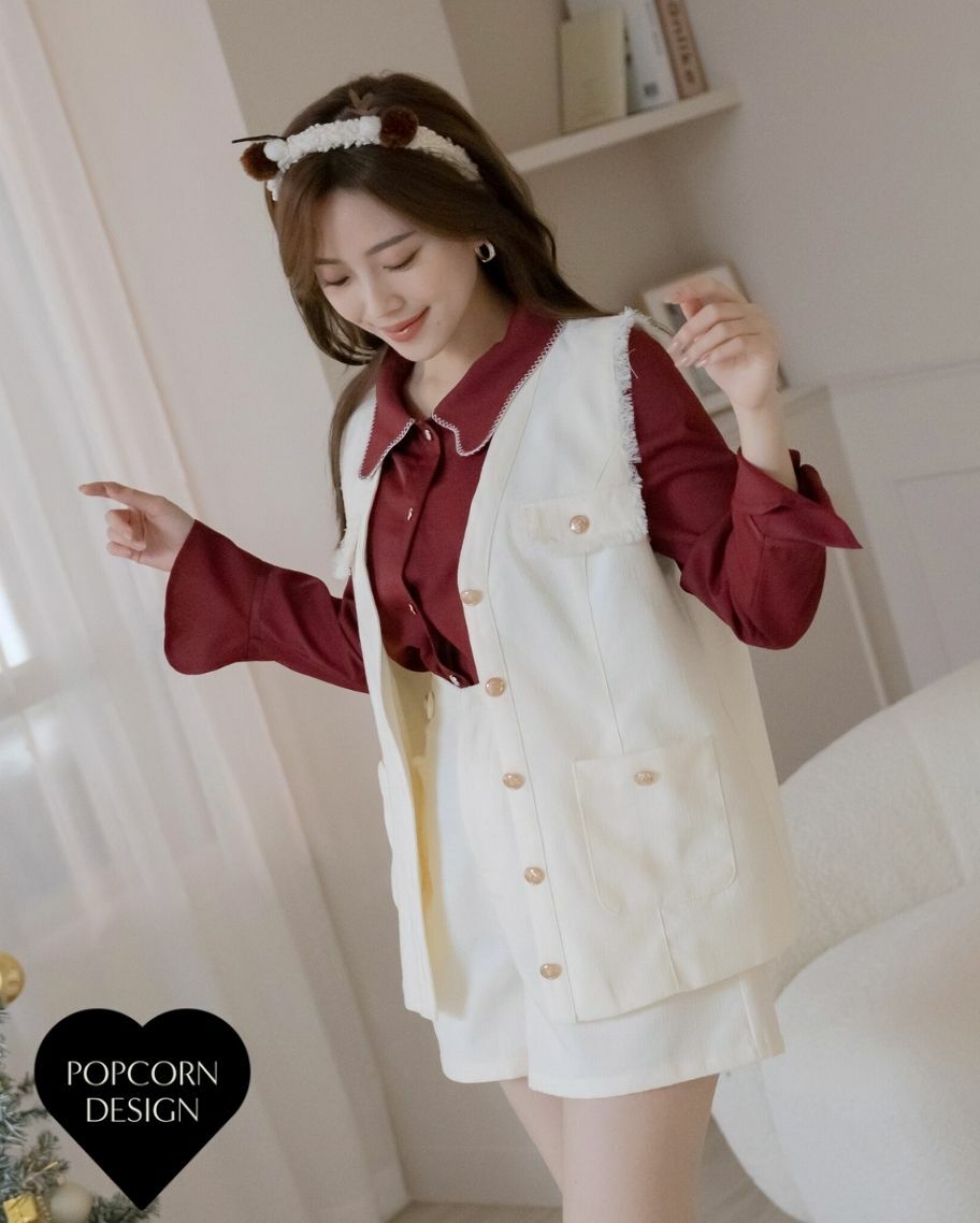 小香風！層次穿搭花呢長版背心