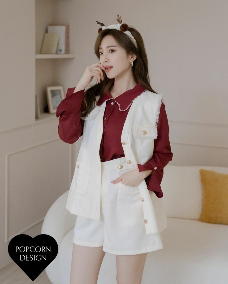 小香風！層次穿搭花呢長版背心