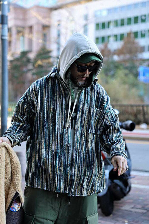 有機彩色線條寬鬆襯衫