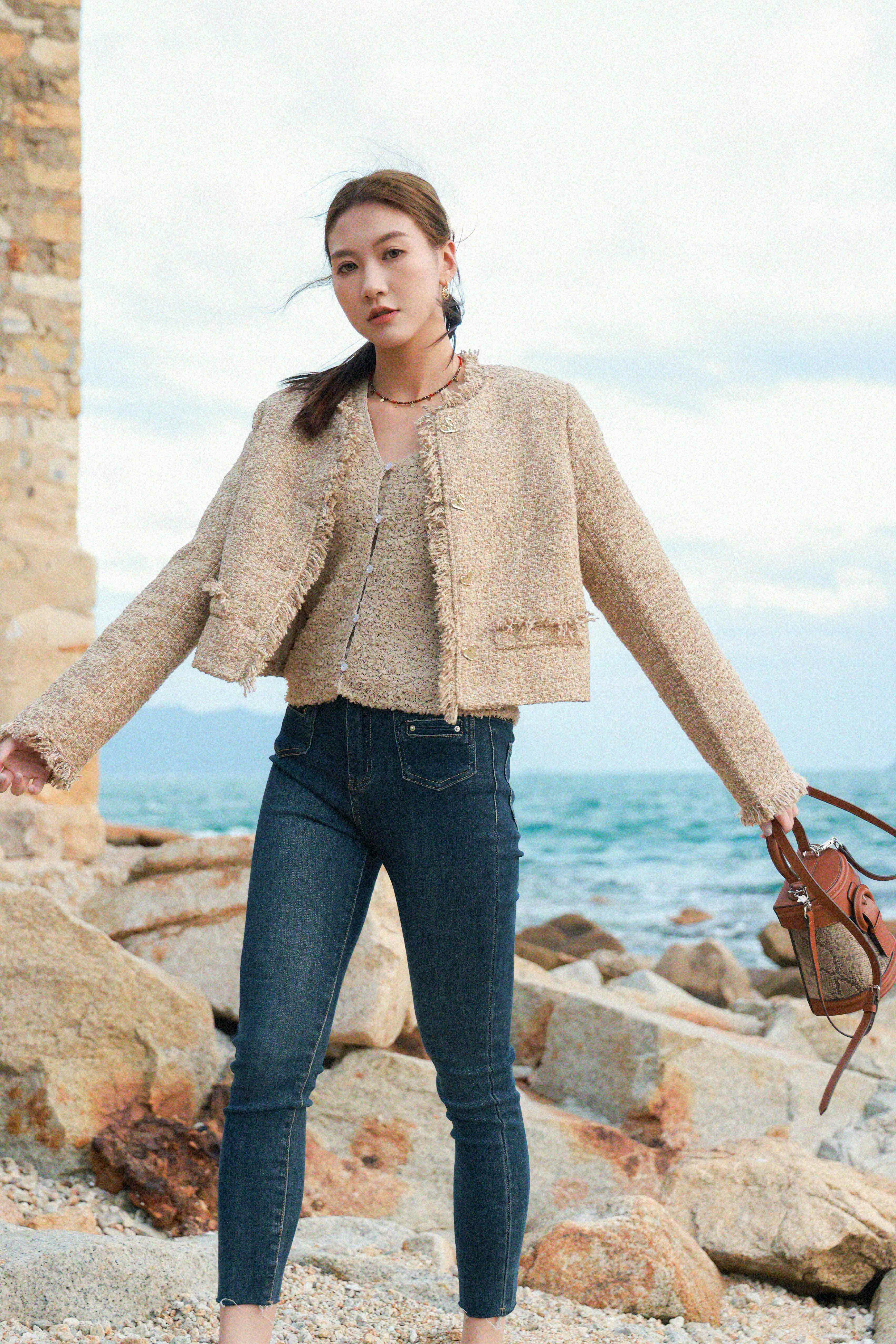 粒粒絲帶線cardigan+背心套裝（現貨款式）