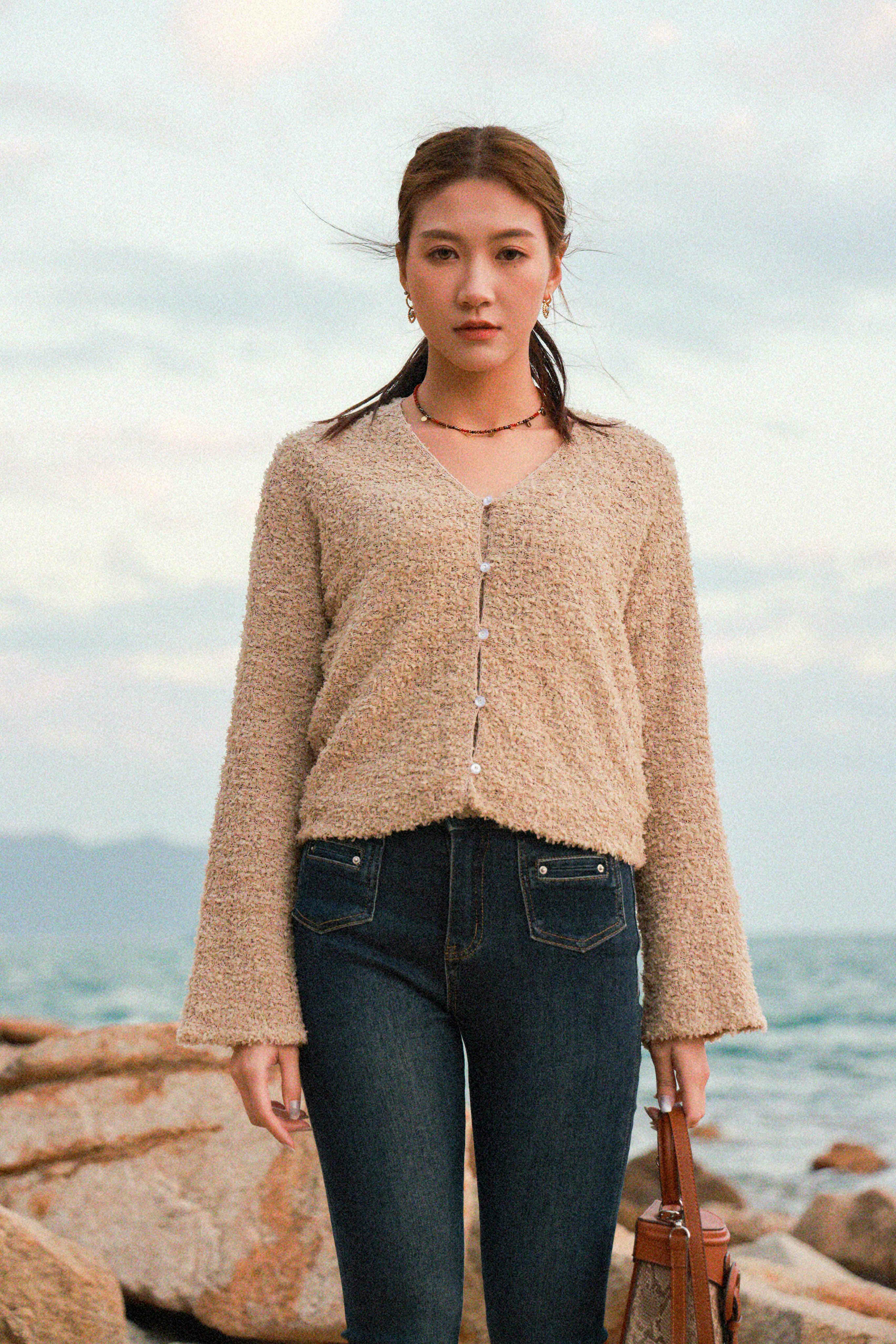 粒粒絲帶線cardigan+背心套裝（現貨款式）