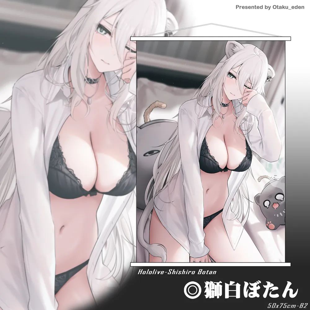 「同人代購」FF42 HOLO - 獅白ぼたん Shishiro Botan 掛軸 50x75cm---[WaNnE]