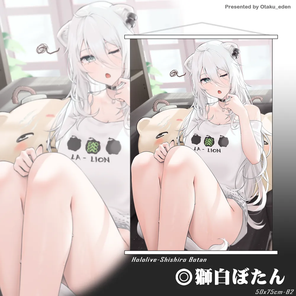 「同人代購」FF42 HOLO - 獅白ぼたん Shishiro Botan 掛軸 50x75cm---[WaNnE]