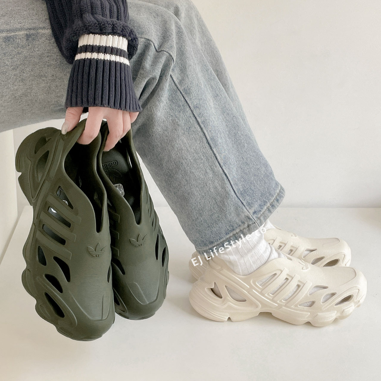 ADIDAS adiFOM SUPERNOVA 涼拖鞋 魚骨鞋 YEEZY平替版 環保材質 橄欖綠 米白 / 調貨