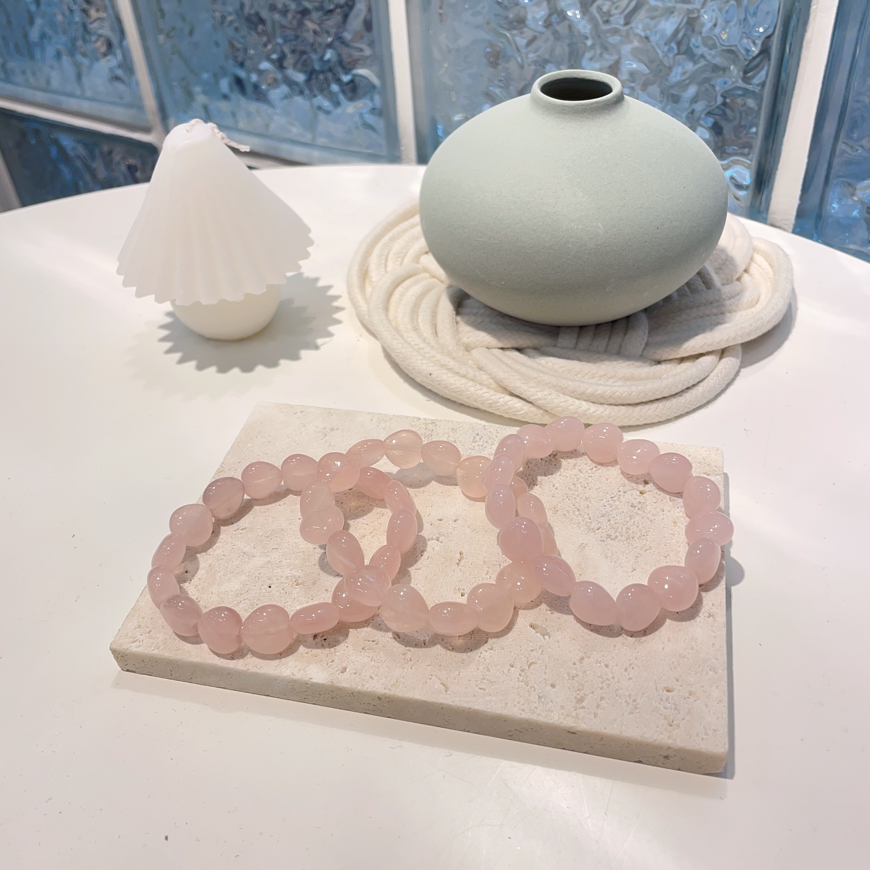 粉晶心心手串 12+mm