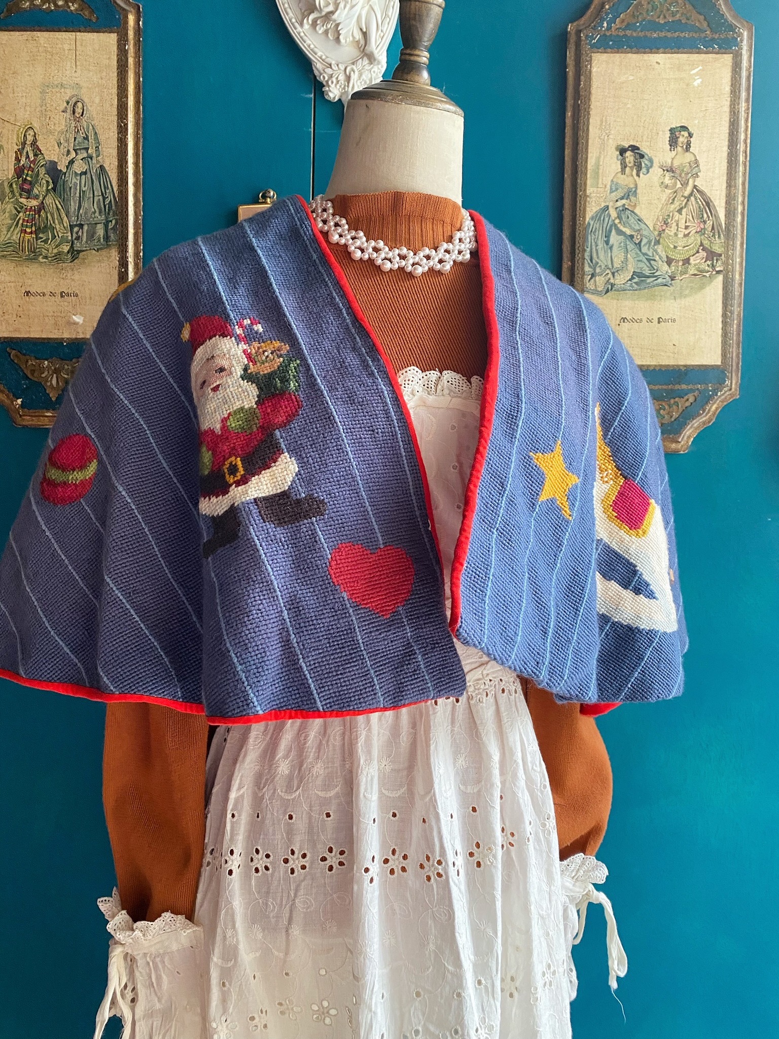 Vintage Jacket/古著藍色聖誕老公公斗篷