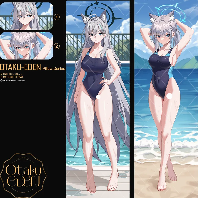 「ACG.GO」「同人代購」FF42 蔚藍檔案-砂狼シロコ Sunaōkami Shiroko <Swimsuit VER.> 等身抱枕---[momi]