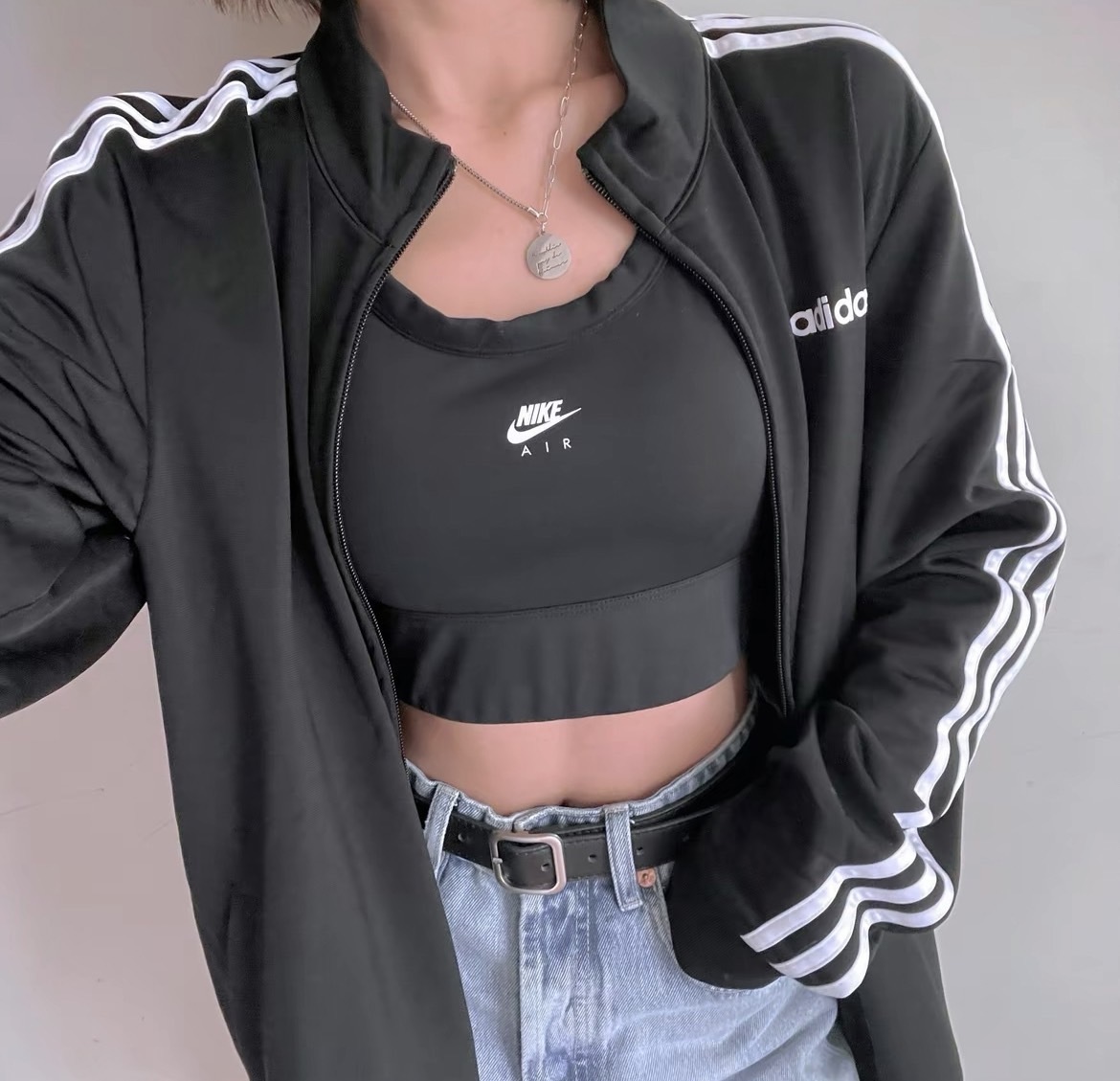 Adidas 經典三線外套 黑